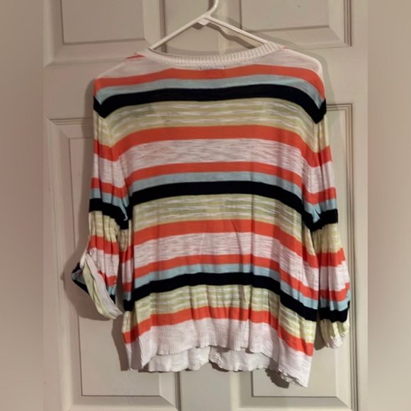 Arizona striped cardigan, button front, size 1X. Light weight, thin material - Picture 2 of 6